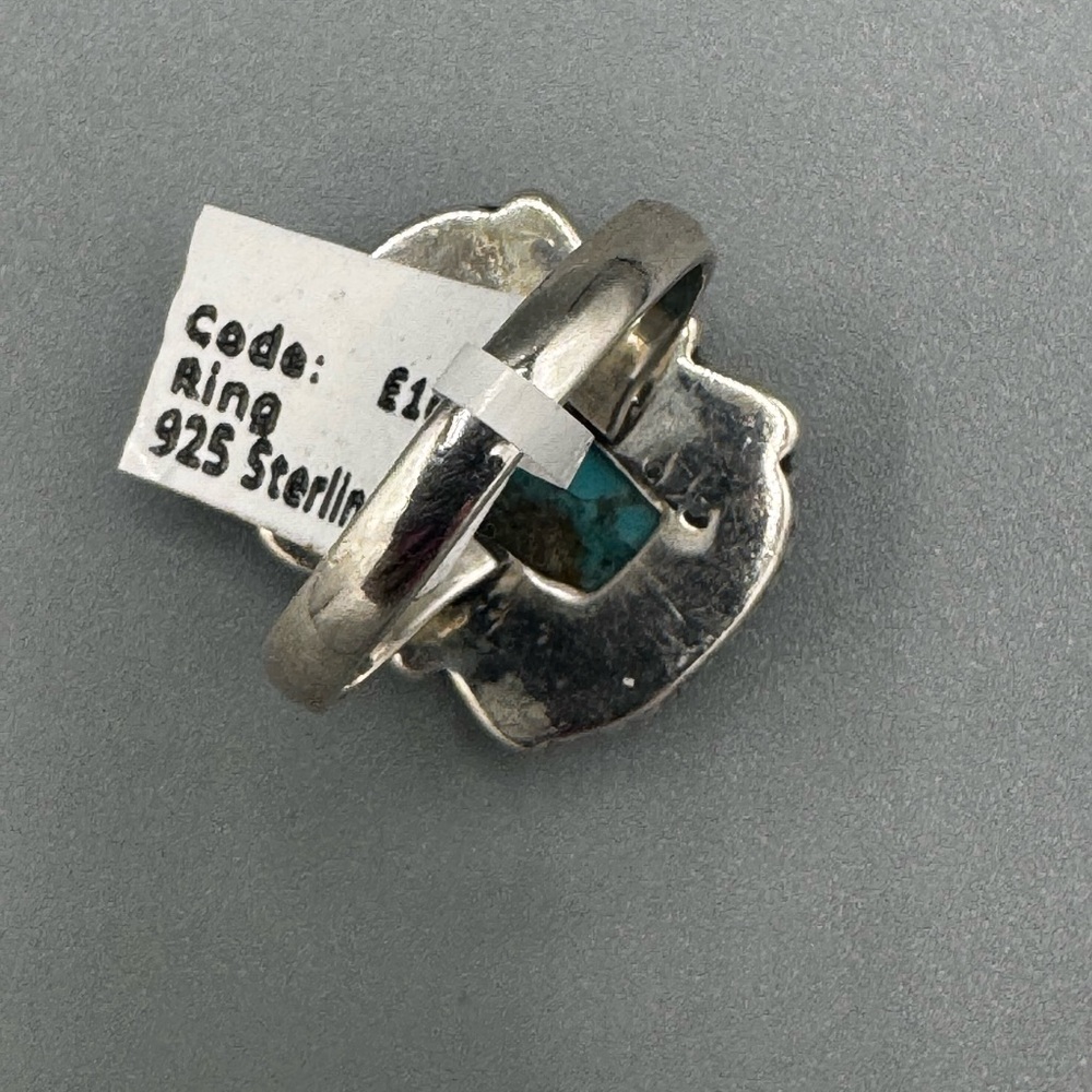 Mojave Turquoise Sterling Silver Ring Sz 9 Statement Boho Southwest - Picture 6 of 7